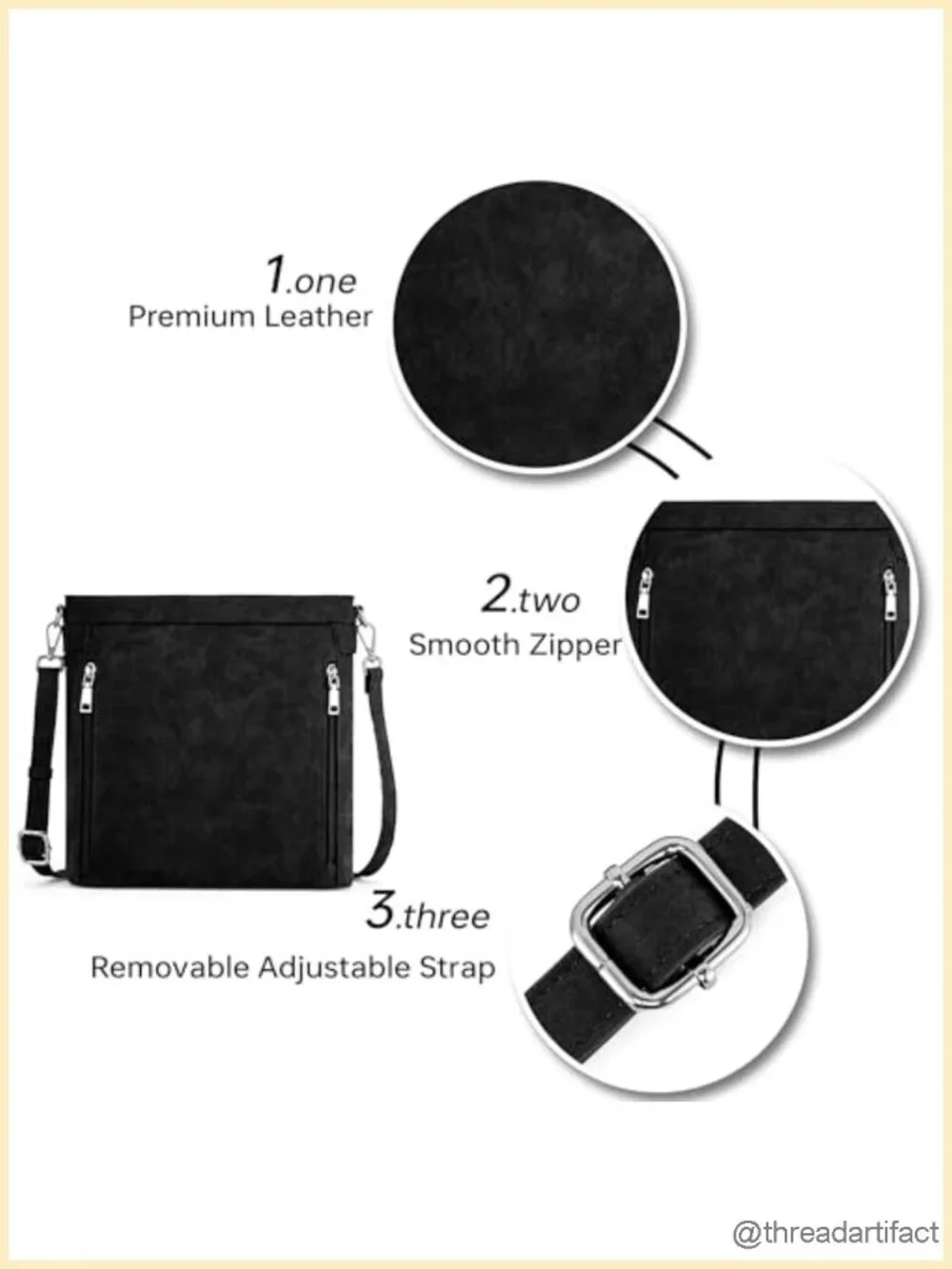 Concealed Carry Crossbody Purse, Slim PU Leather CCW Handbag with Lockable